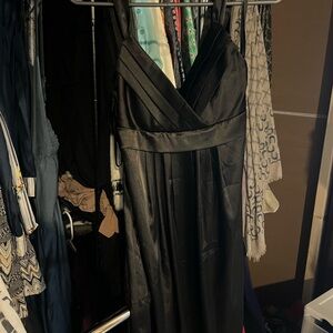 Le Chateau Black Satin Midi Dress